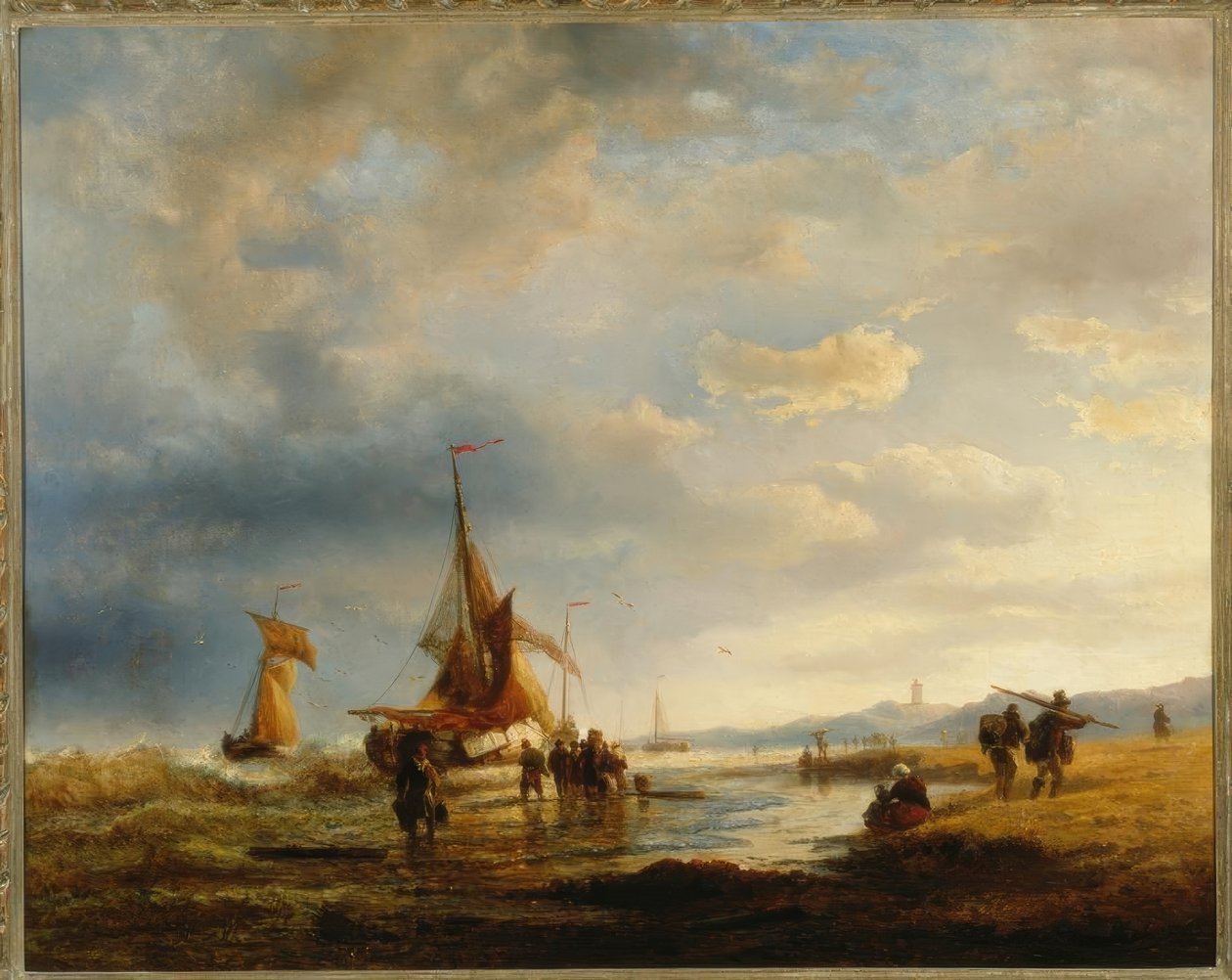 A.Achenbach, fisker på stranden av Andreas Achenbach