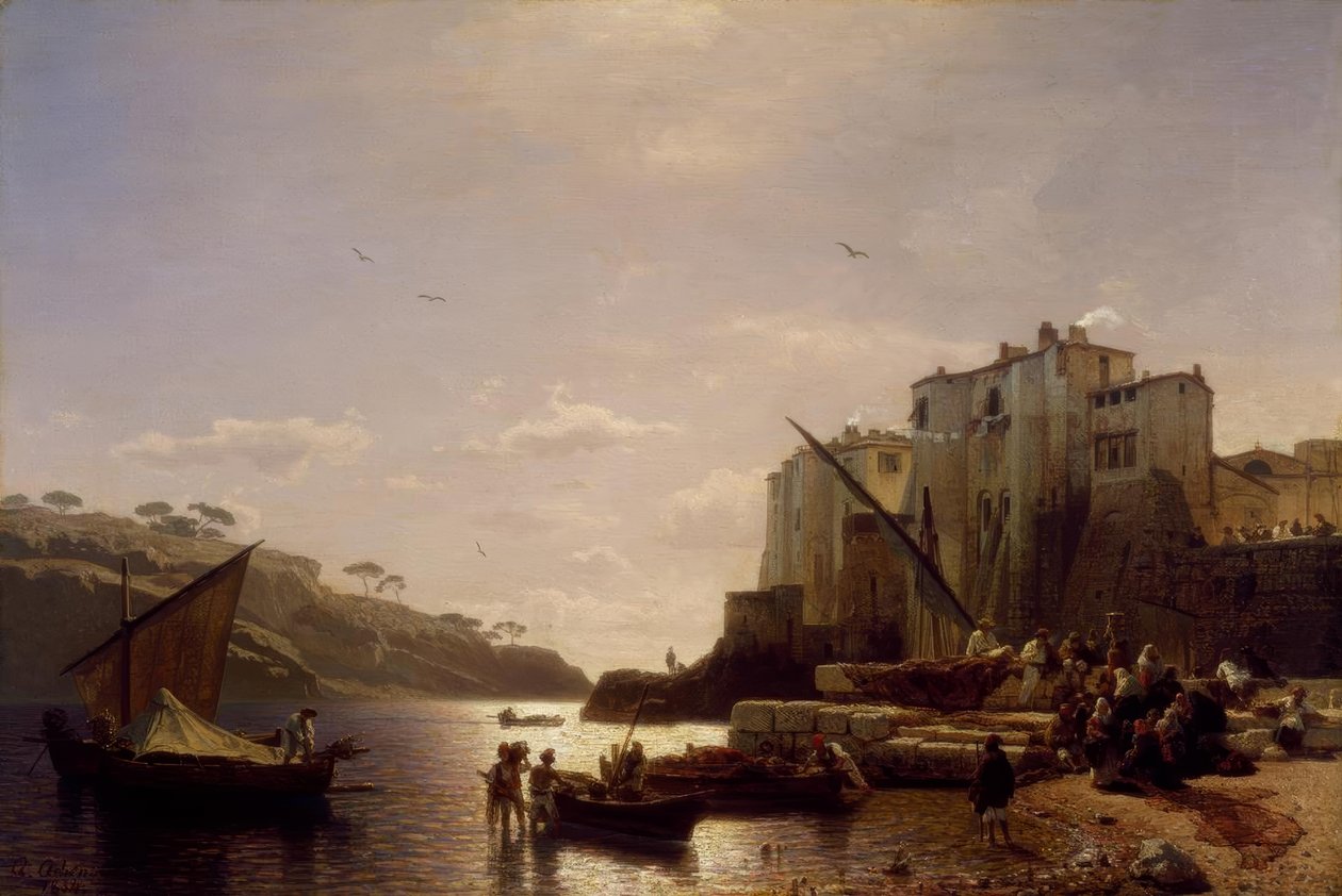 A. Achenbach, napolitanske fiskere nær Napoli av Andreas Achenbach