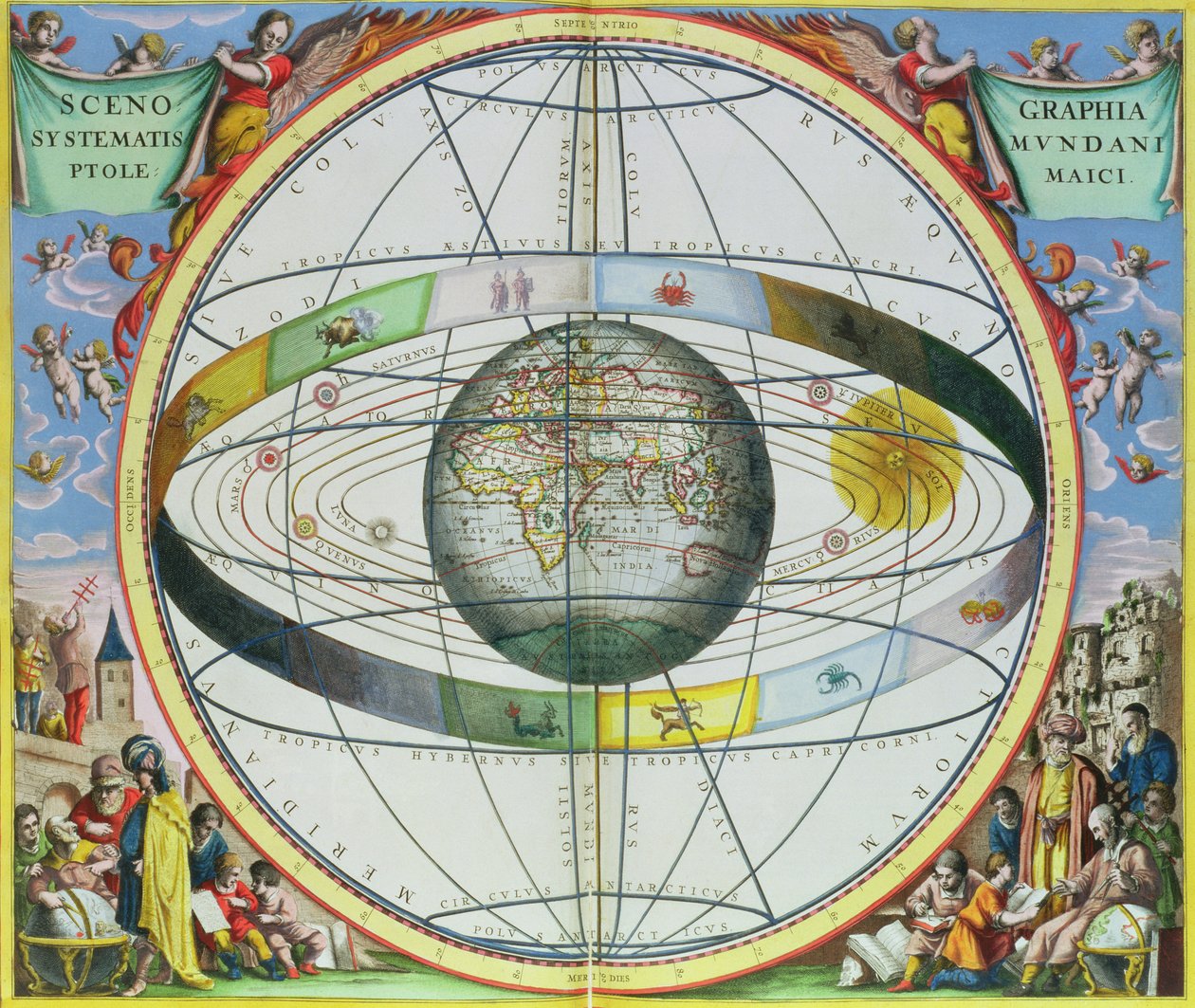Kart over kristne konstellasjoner, fra puben "The Celestial Atlas, or The Harmony of the Universe" (Atlas coelestis seu harmonia macrocosmica). av Joannes Janssonius, Amsterdam, 1660-61 (håndfarget en av Andreas Cellarius