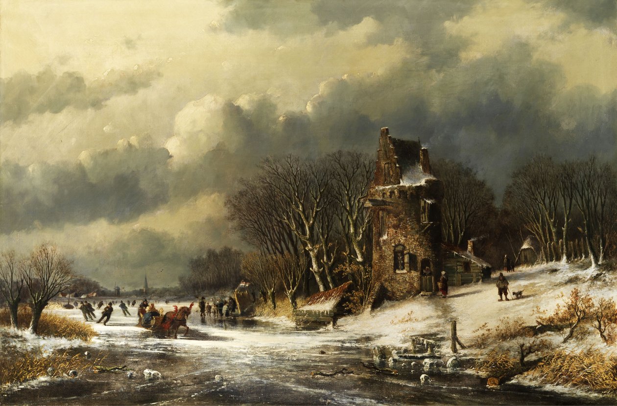 Nederlandsk landskap med figurer av Andreas Schelfhout