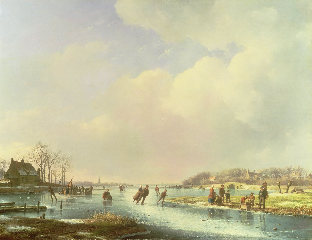 Vinterscene av Andreas Schelfhout