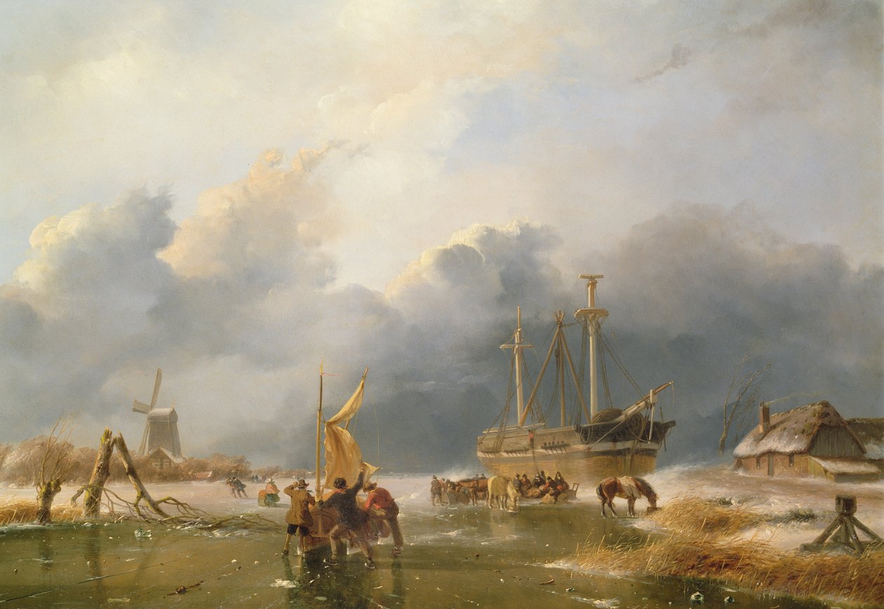Vinterscene av Andreas Schelfhout