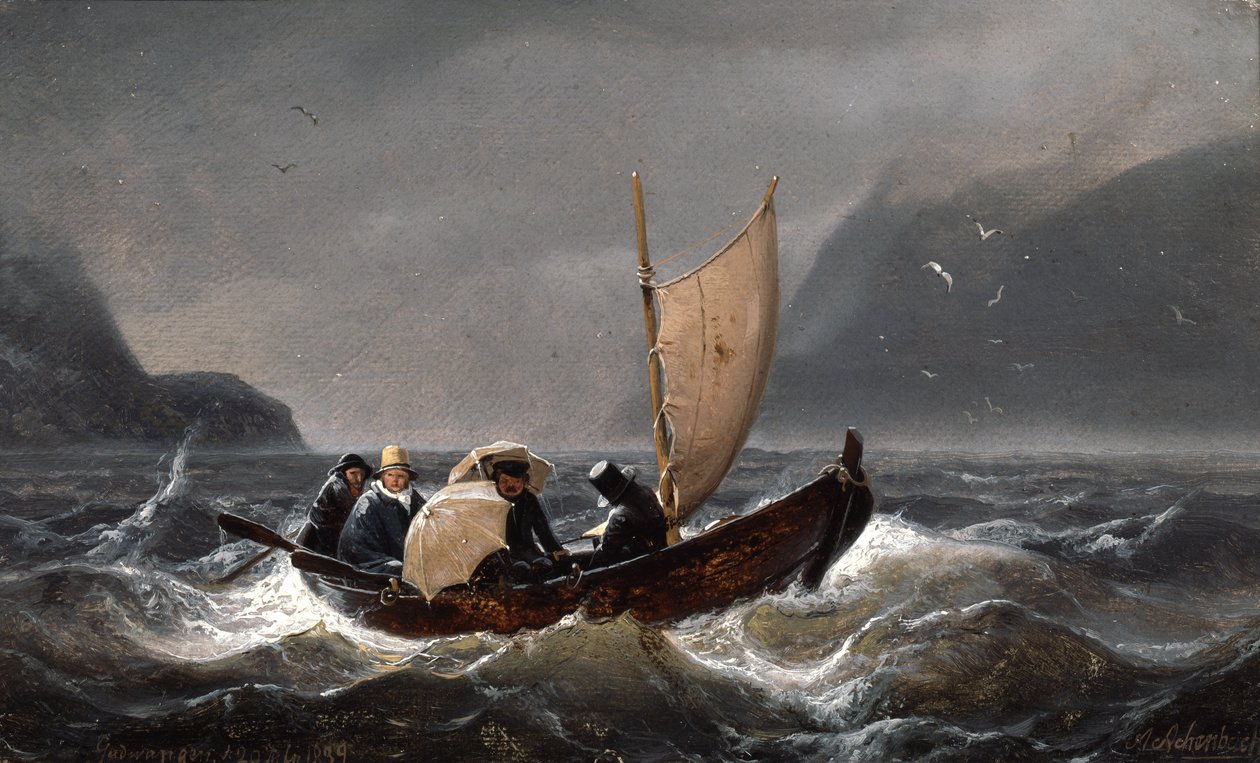 Artister i stormvær i Sognefjorden av Andreas Achenbach