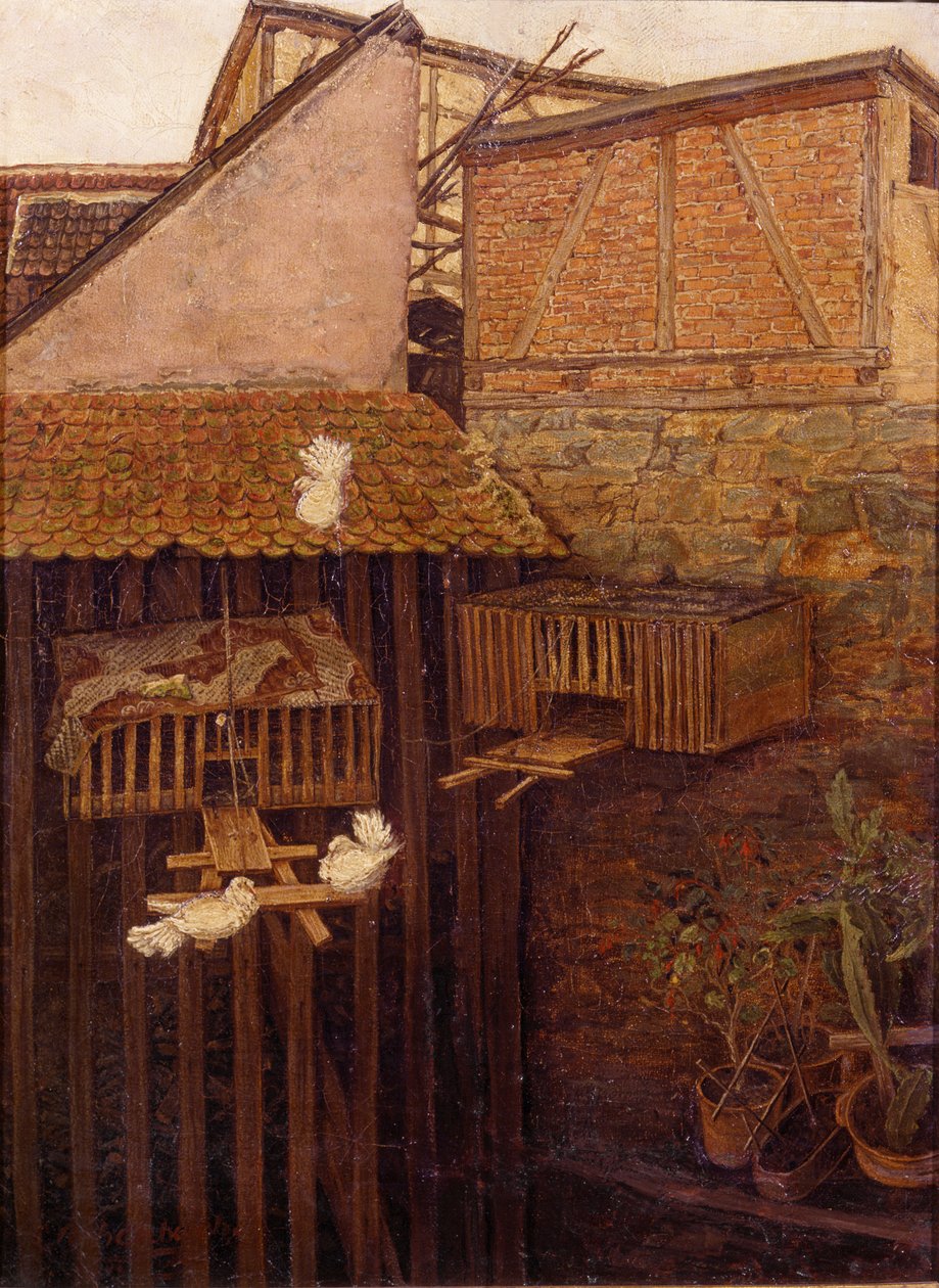 Hjørne i en gårdsplass av Andreas Achenbach