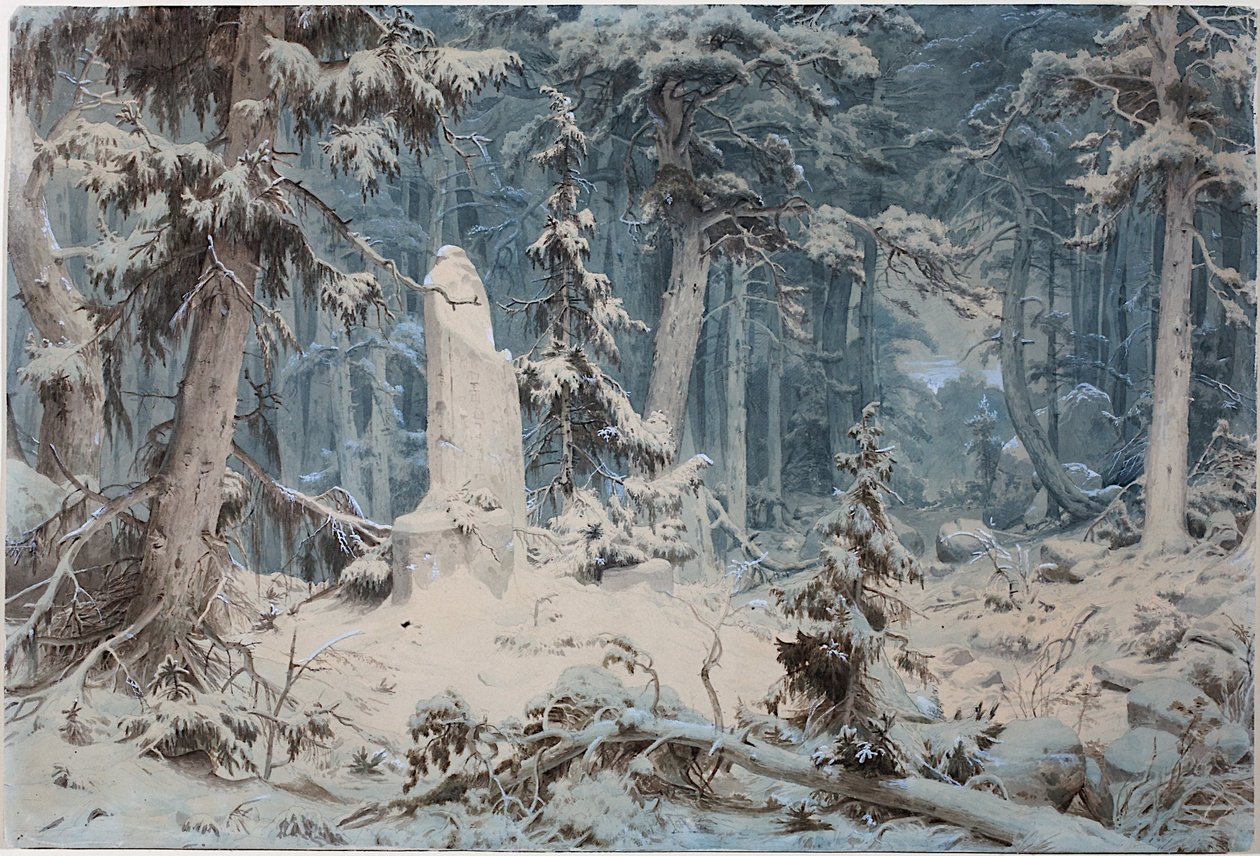 Snowy Forest, 1835 av Andreas Achenbach