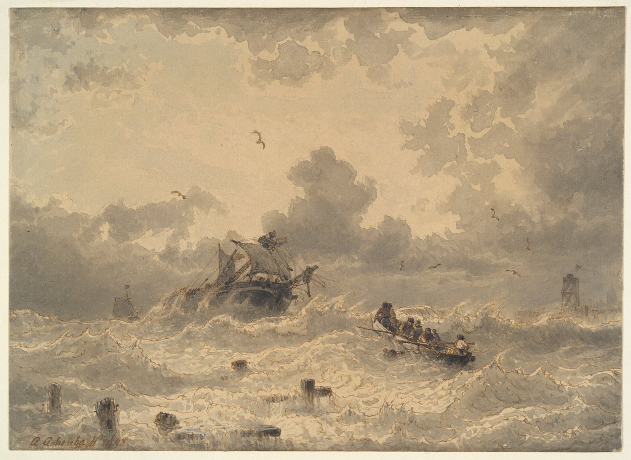Storm til sjøs av Andreas Achenbach