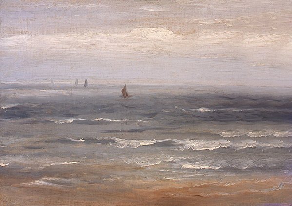 Nordsjøen (olje på lerret lagt på kort) av Andreas Achenbach