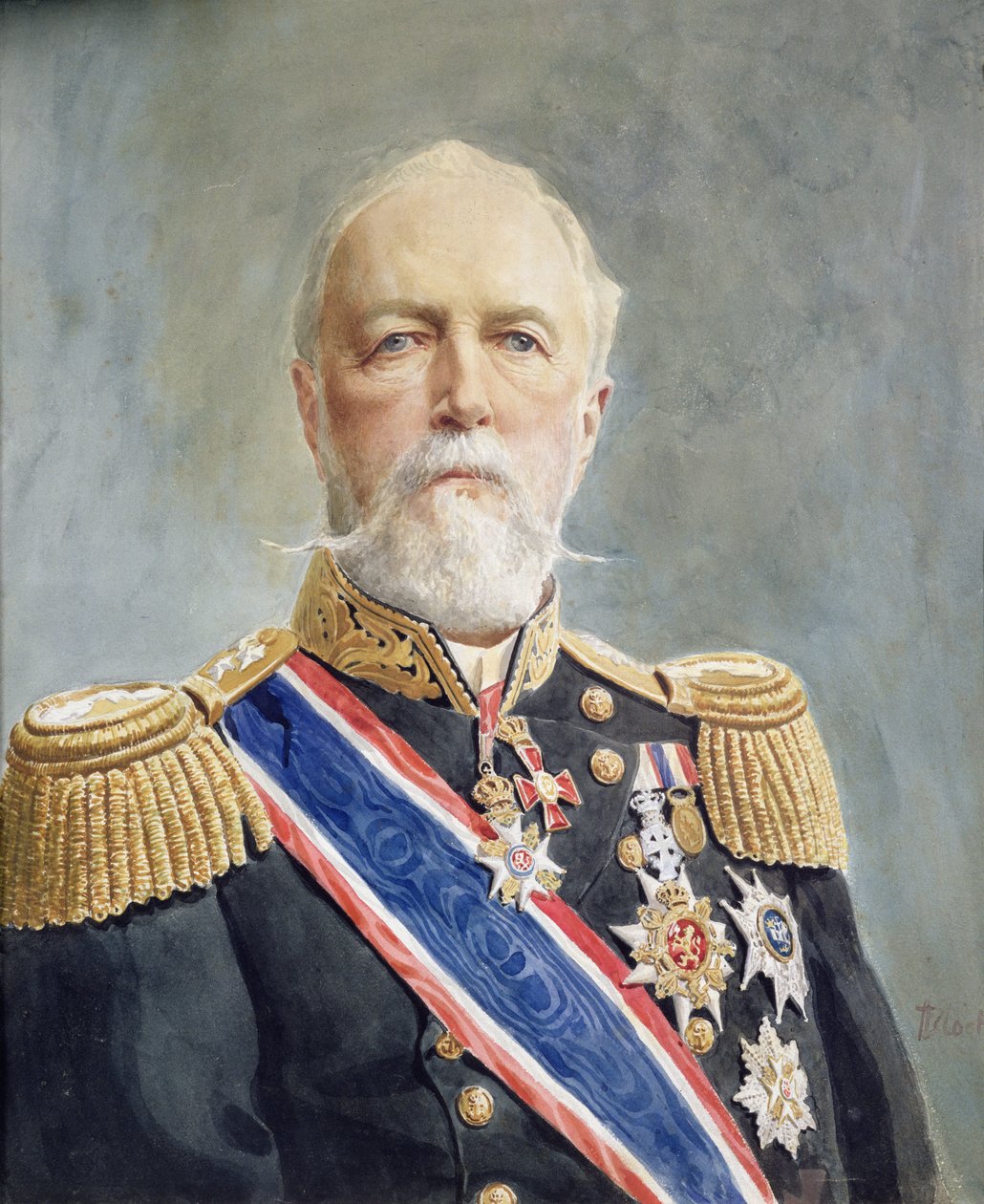 Kong Oscar II (akvarell på papir) av Andreas Bloch