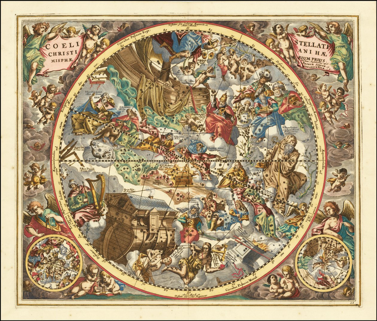 1660 himmelkart over konstellasjoner i henhold til kristen symbolikk av Andreas Cellarius