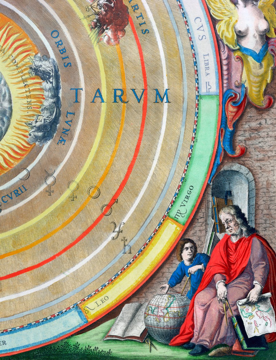 En astronom, detalj fra et kart over planetene, 1660-1661 av Andreas Cellarius
