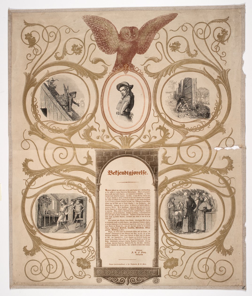 Bokhandlerplakat for Uglspils historie av Andreas Flinch