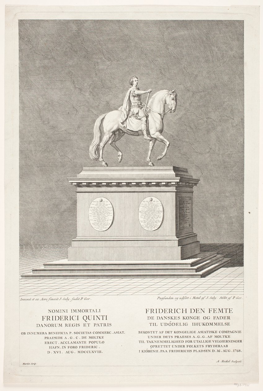 Rytterstatuen av Frederik V på Amalienborg slottsplass av Andreas Heckel