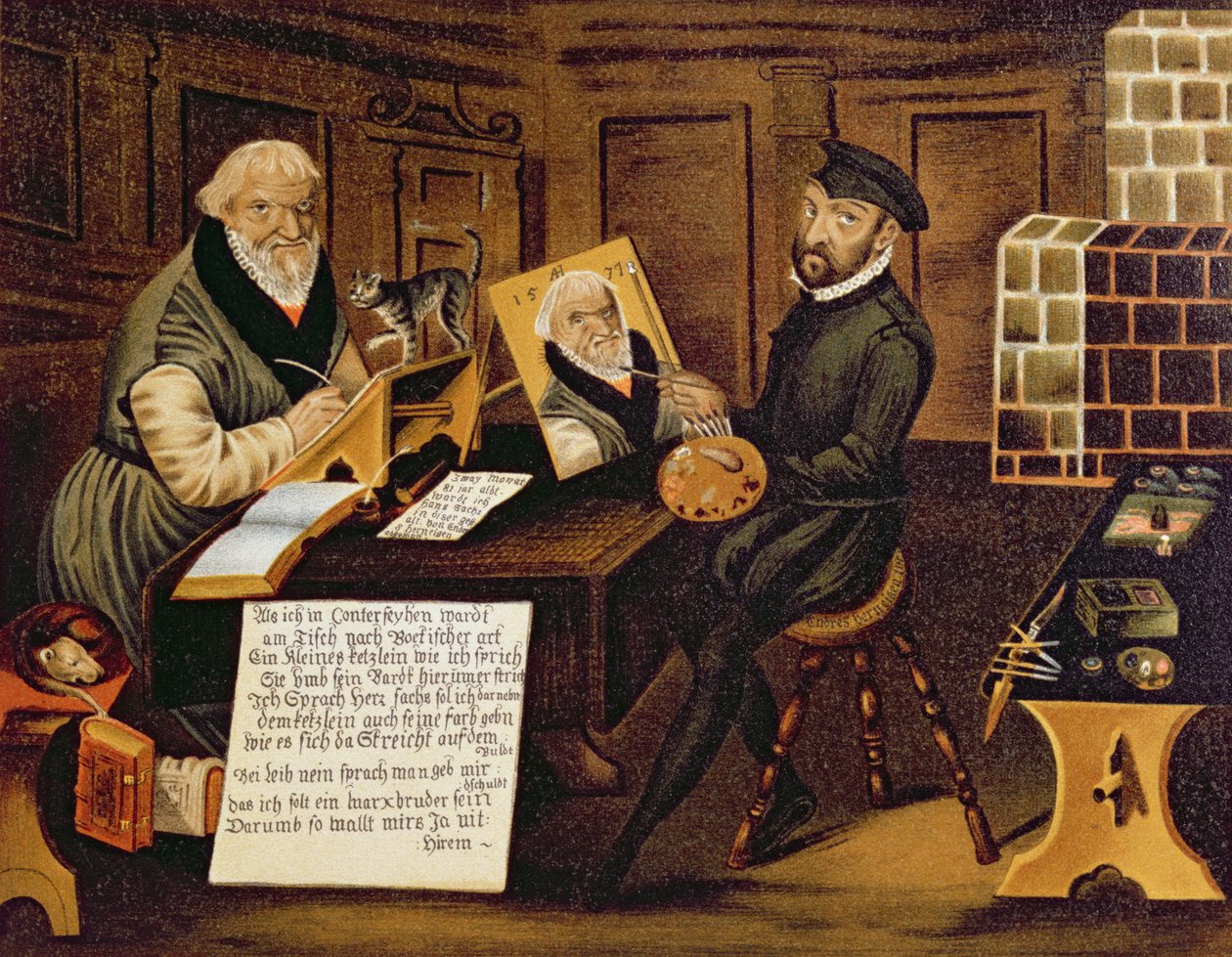 Kunstneren på jobb maler Hans Sachs (1494-1576) av Andreas Herneyssen