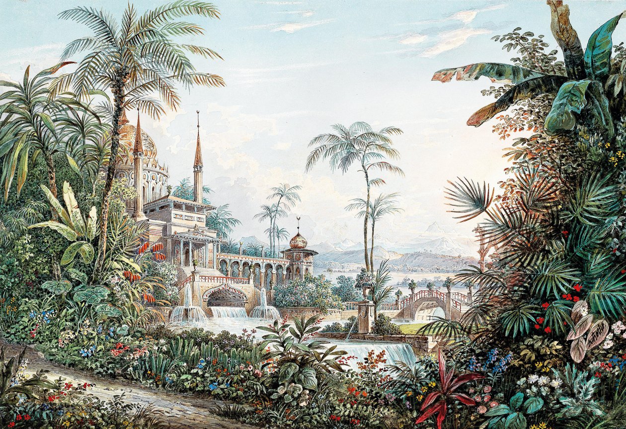 Scenedesign for operaen Bortføringen fra Seraglio av Wolfgang Amadeus Mozart, 1842. av Andreas Leonhard Roller