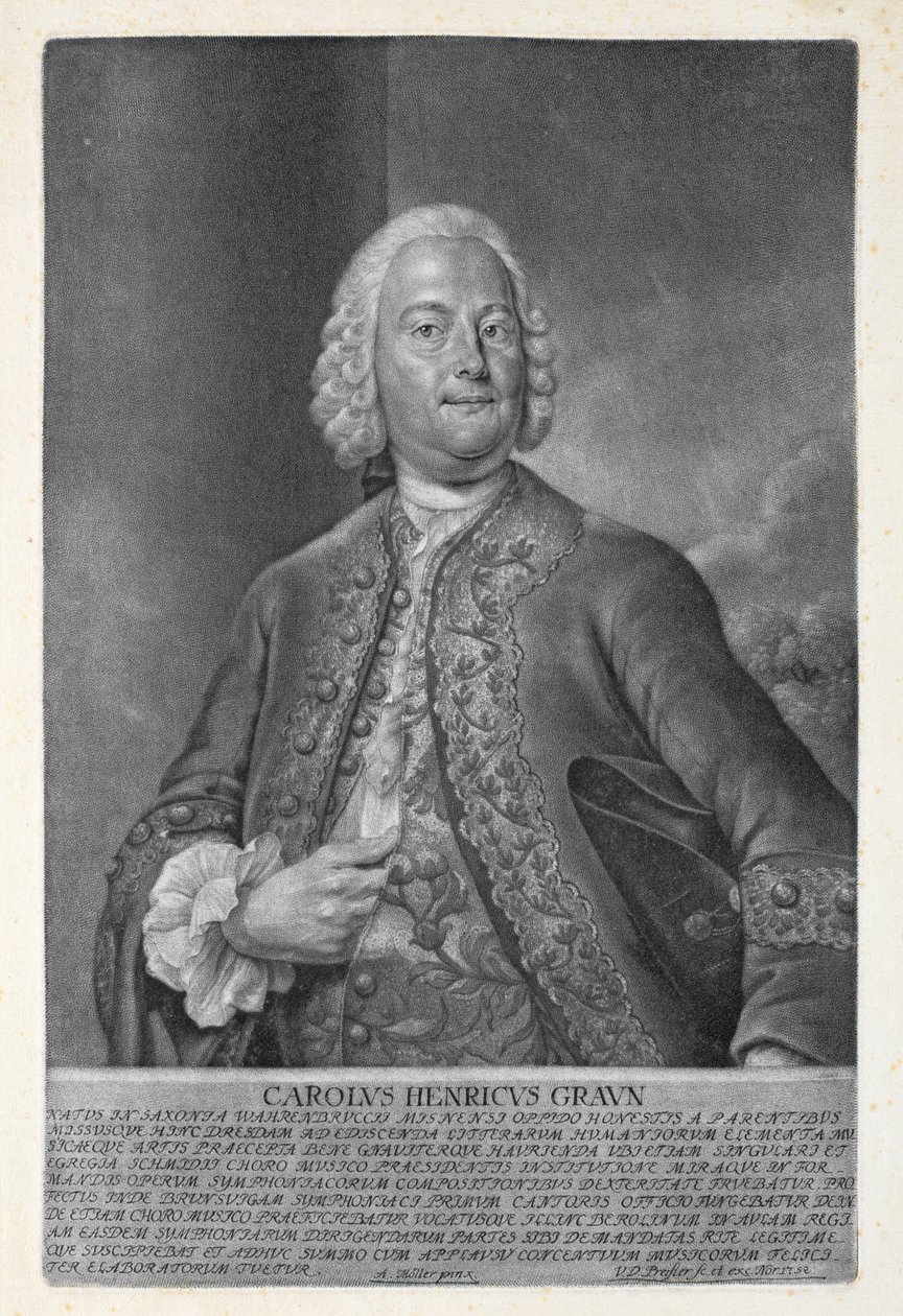 Carl Heinrich Graun (1703-59) gravert av Valentin Daniel Preissler (1717-65) 1752 (mezzotint) av Andreas Moller