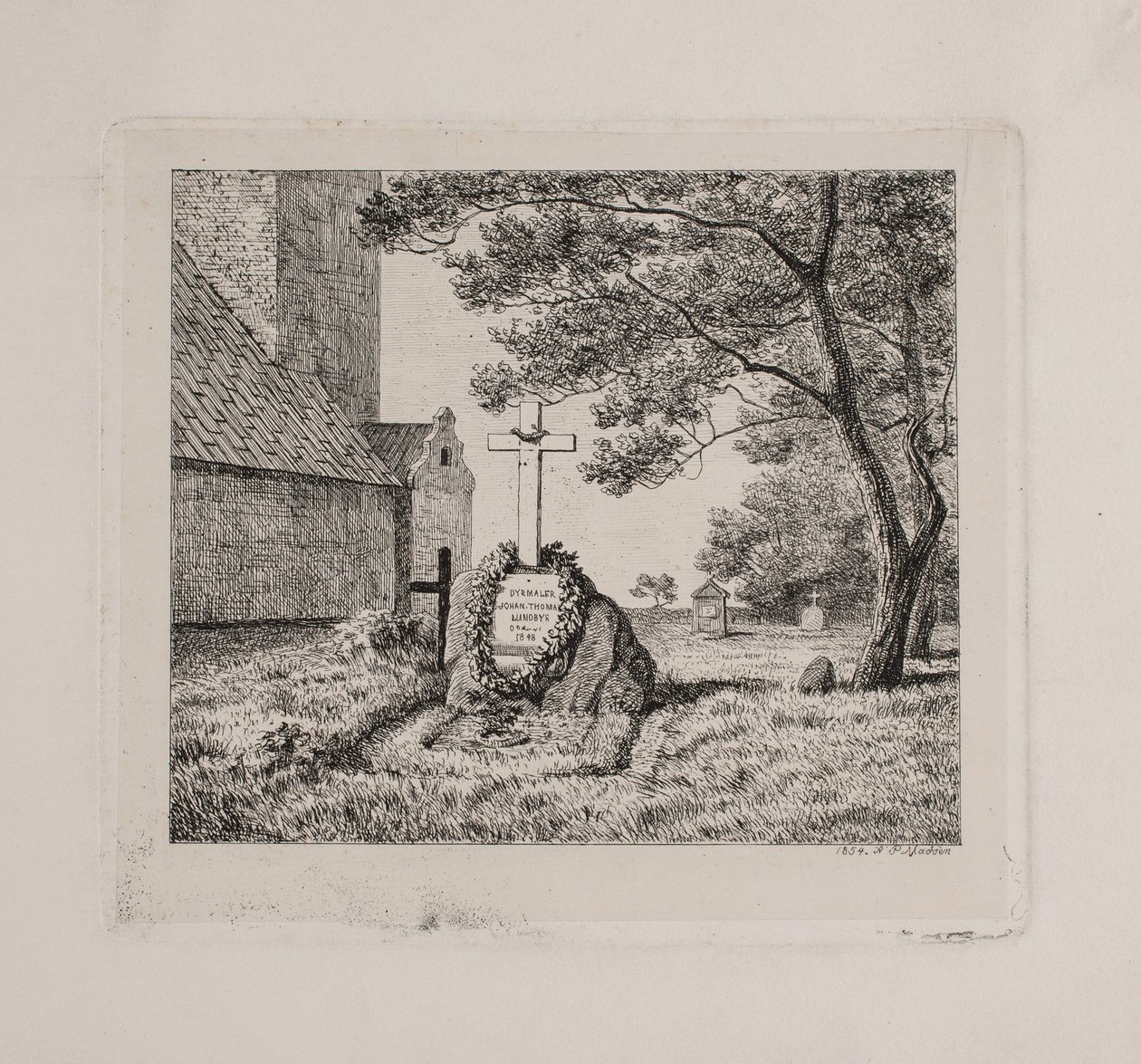 Lundbyes grav på Bedsted kirkegård i Sønderjylland av Andreas Peter Madsen