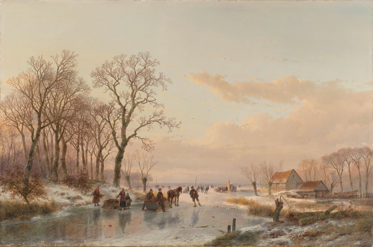 En frossen kanal nær elven Maas En frossen vannvei nær Maas av Andreas Schelfhout