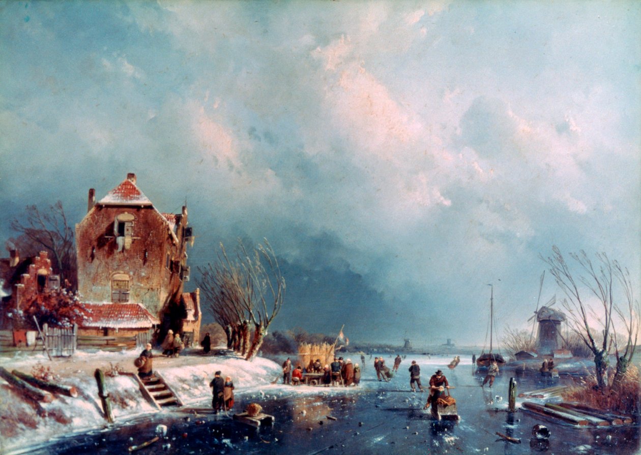 Frossen elv, 1787-1870 av Andreas Schelfhout
