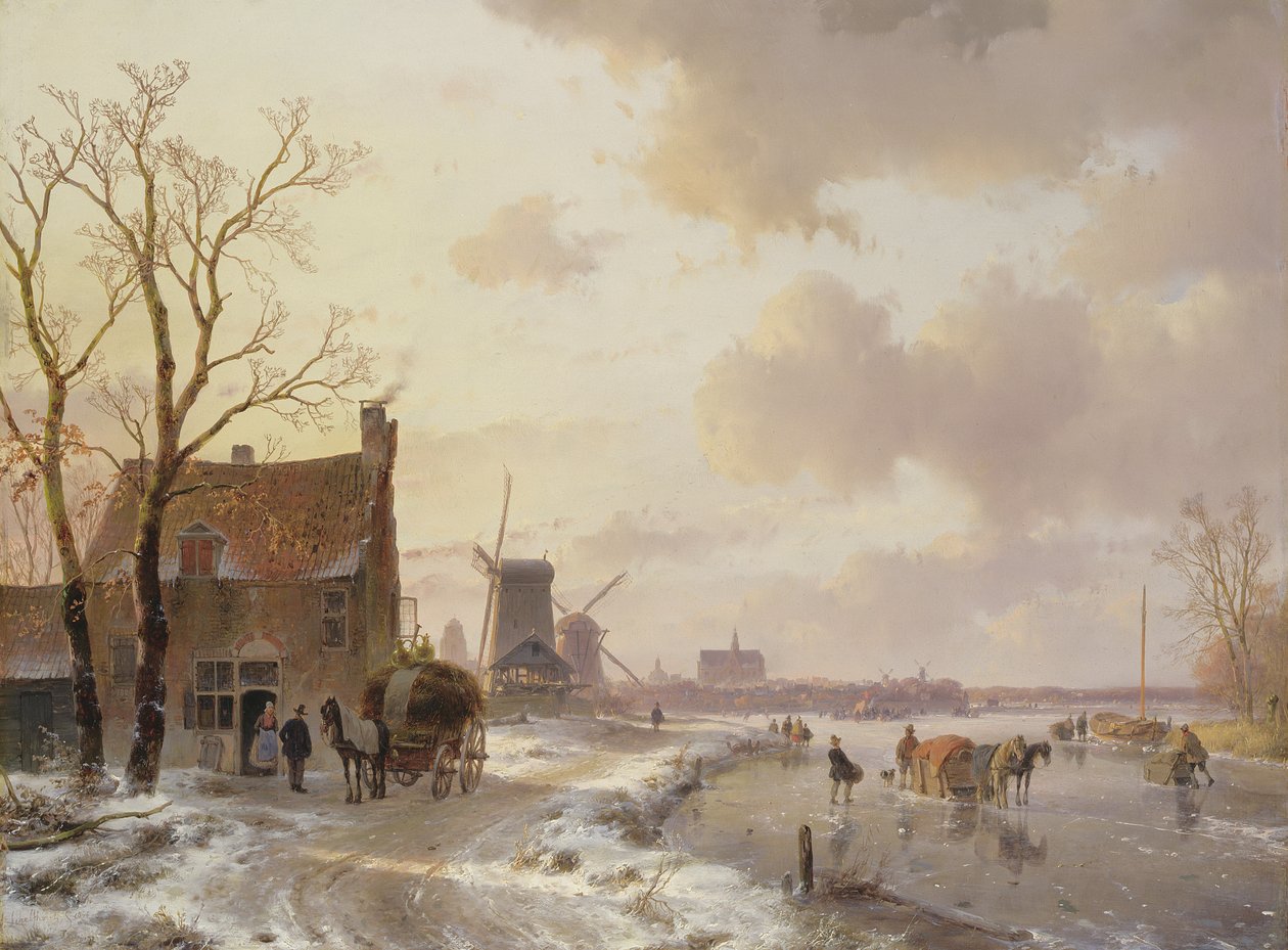Vinterscene av Andreas Schelfhout
