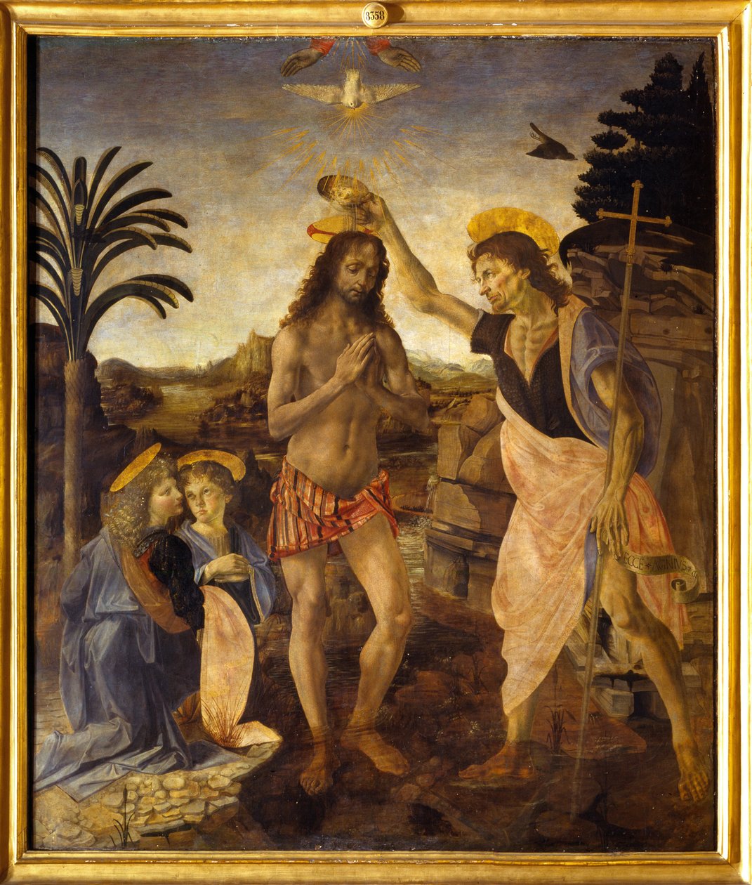 Kristi dåp av Andreea & Vinci Leonardo da (1452 1519) Verrocchio