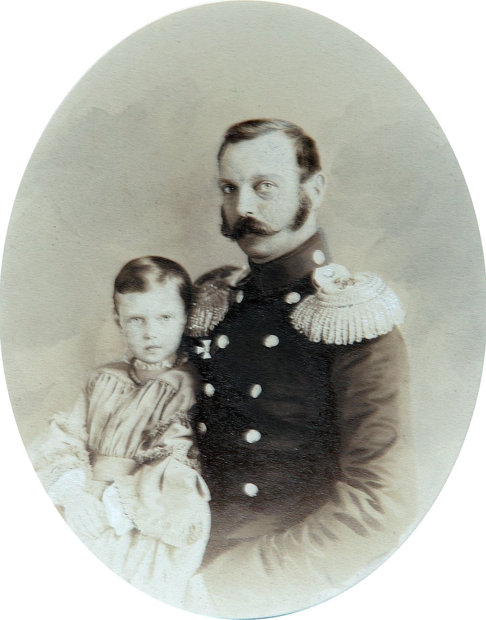 Tsar Alexander II og hans datter storhertuginne Maria Alexandrovna, sent på 1850-tallet av Andrei Deniere