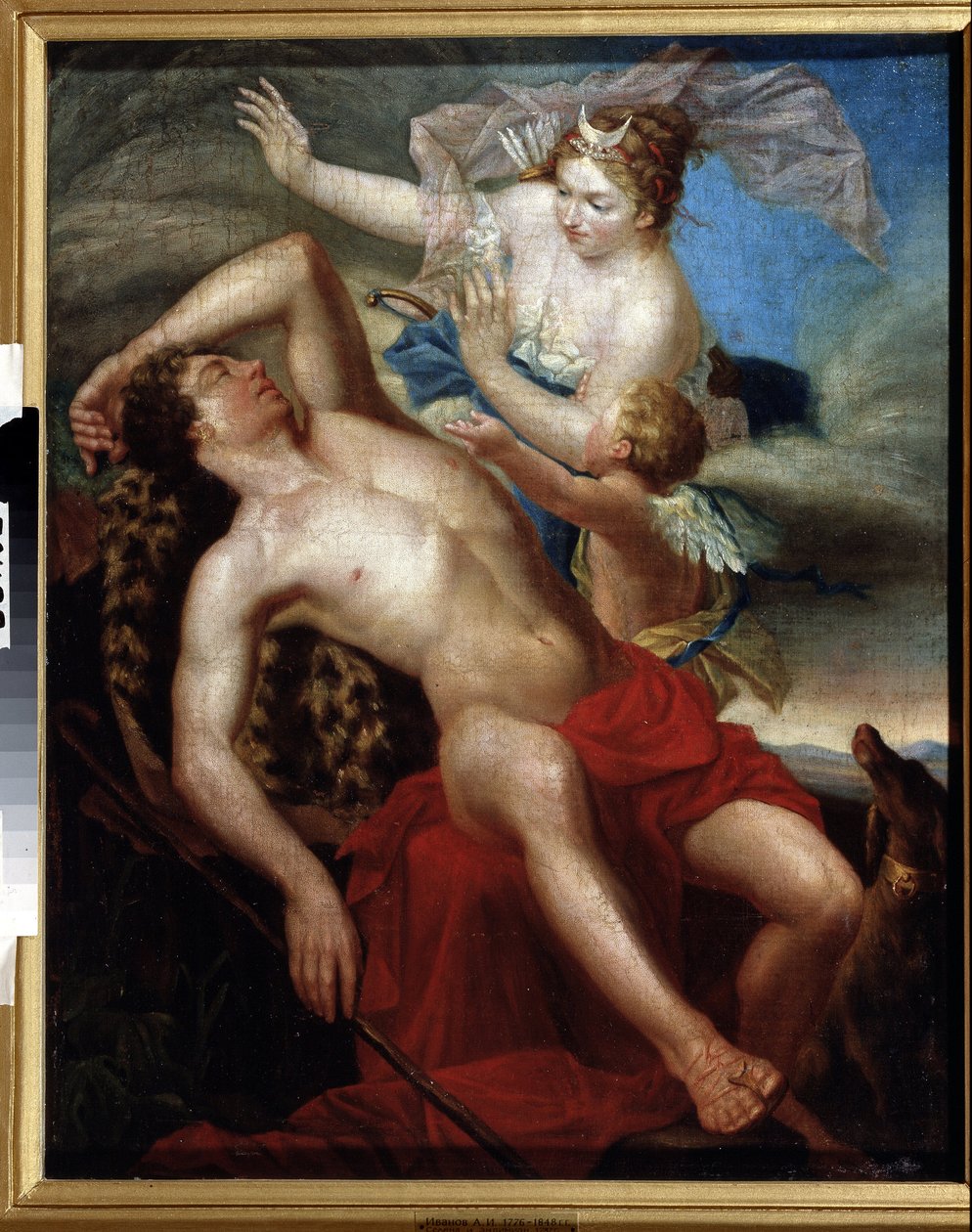 ""Selene et Endymion"" Peinture d'Andrei Ivanov (1775-1848) 1797 Statens friluftsmuseum for historie, arkitektur og kunst, Pskov av Andrei Ivanov