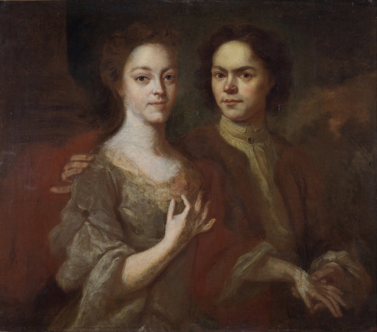 Selvportrett med kona, ca. 1729 av Andrei Matveyevich Matveyev