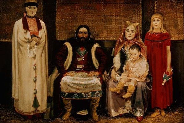 En kjøpmann og hans familie i det syttende århundre av Andrei Petrovich Ryabushkin
