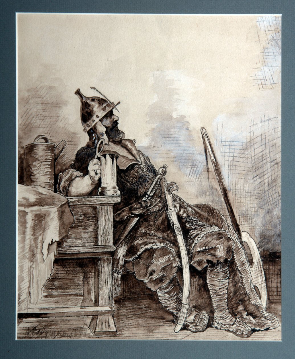 ""Representation du heros russe middelalderske Bogatyr, chevalier errant"" Aquarelle de Andrei Petrovich Riabouchkine (Ryabushkin) (1861-1904) 1893 Dim 29,7x26,7 cm Regionalt kunstgalleri, Perm av Andrei Petrovich Ryabushkin