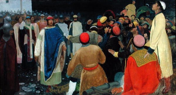 Grev Gleb drepte en magus på den novgorodiske forsamlingen av Andrei Petrovitch Rjabuschkin
