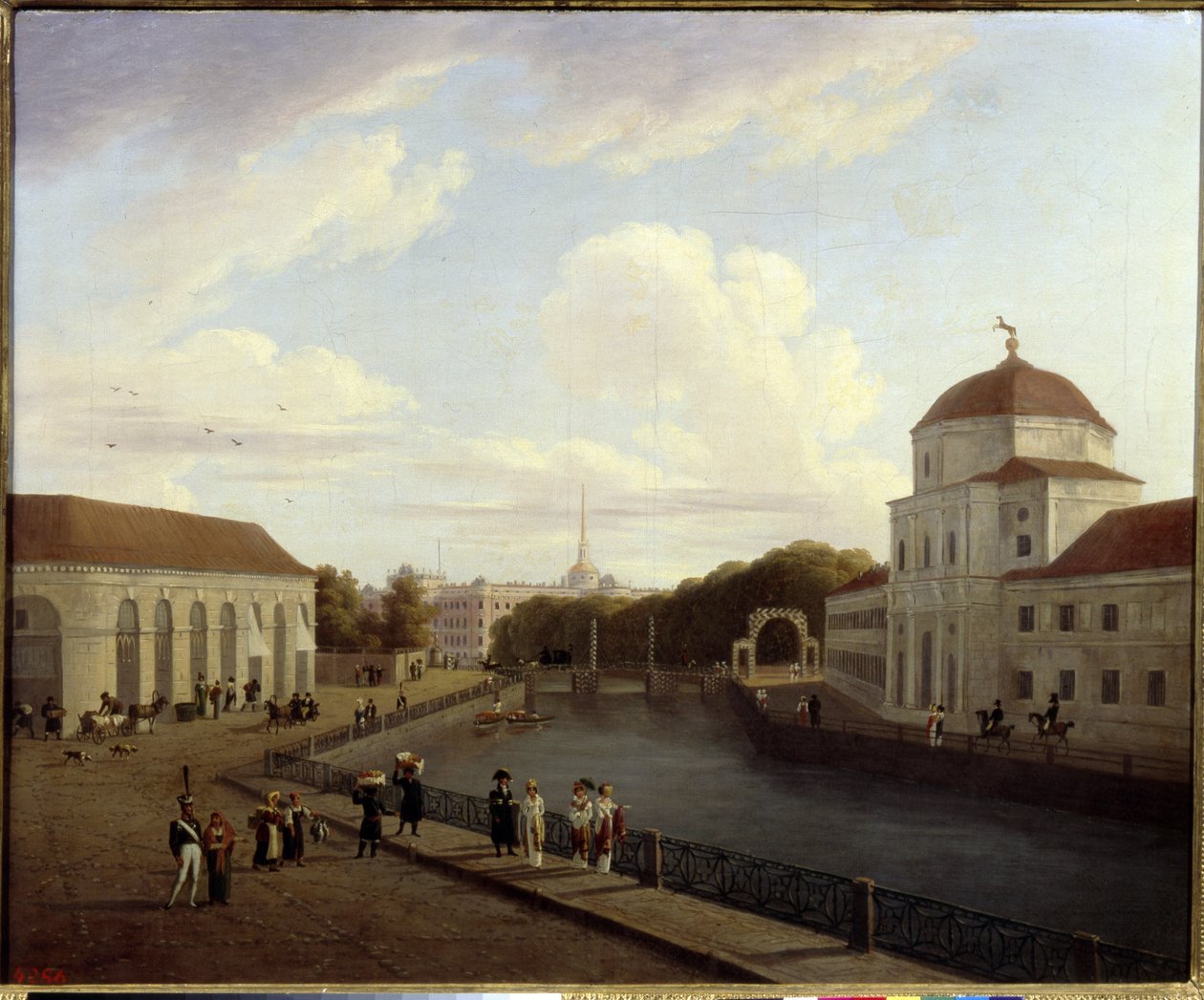 Michel-palasset i St. Petersburg. (Michaelpalasset i St Petersburg). Maleri av Andrei Yefimovich Martynov (1768-1826), olje på lerret av Andrei Yefimovich Martynov