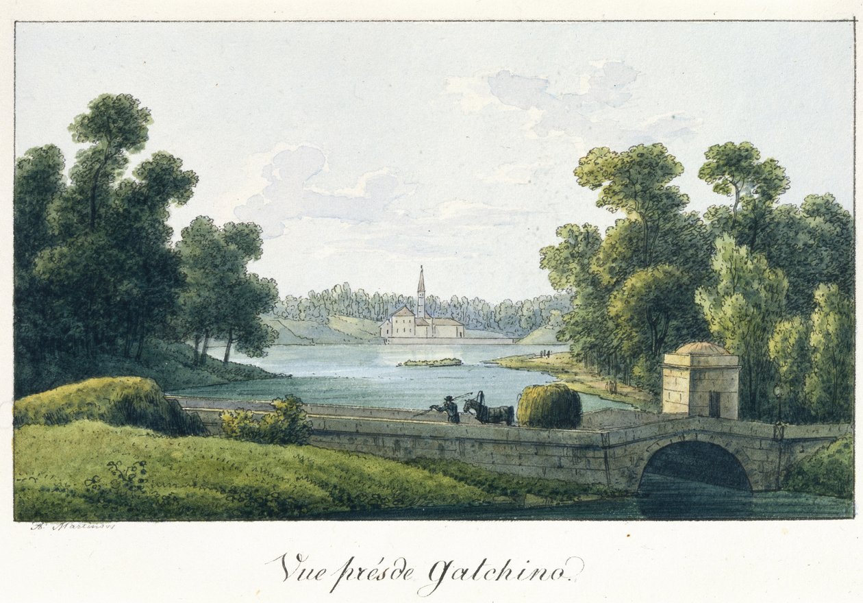 Priory Palace i Gatchina, før 1817 av Andrei Yefimovich Martynov