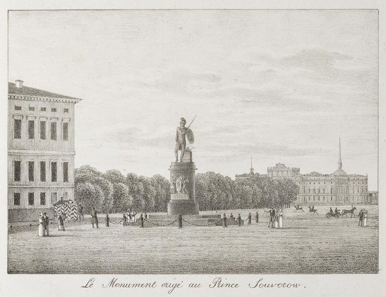 Utsikt over Mars-feltet og Suvorov-monumentet i St. Petersburg, 1821-1822 av Andrei Yefimovich Martynov