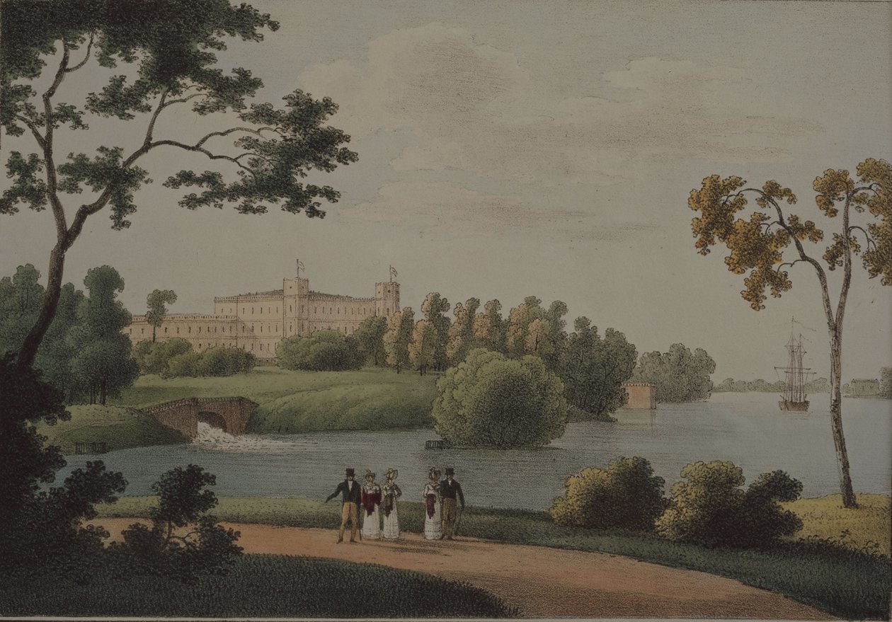 Utsikt over Gatchina-palasset, 1821 av Andrei Yefimovich Martynov