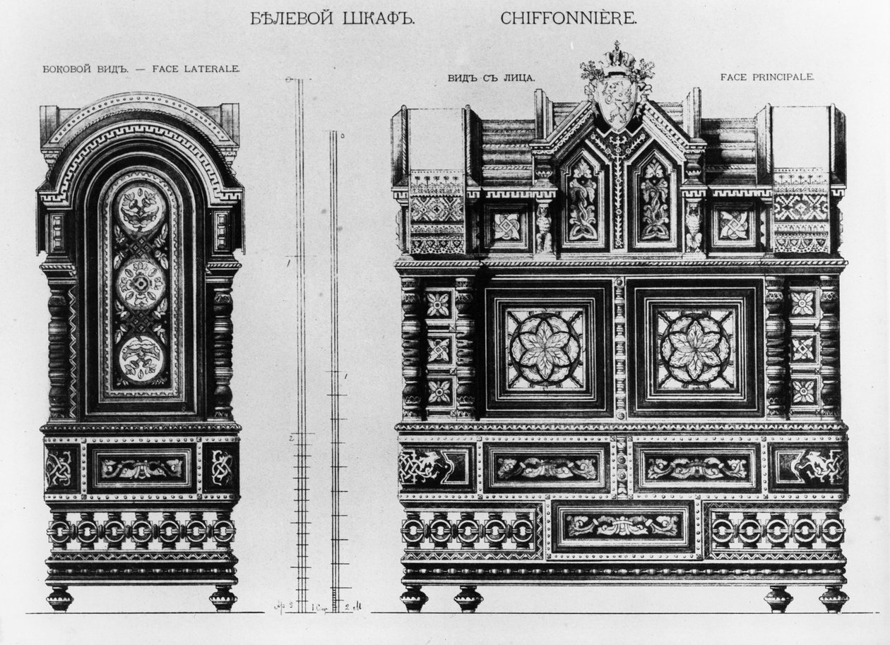Design for et linskap, ca. 1870-tallet av Andrej Leontevic Gun
