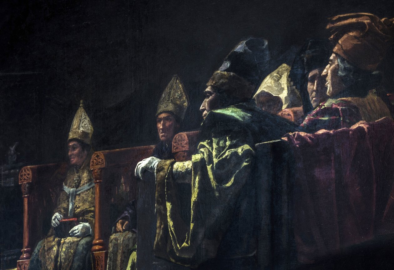 Compromis de Caspe (1412) - Historiemaleri: The Compromise of Caspe par Parlade y Heredia, Andres (1859-1933) av Andres Parlade y Heredia