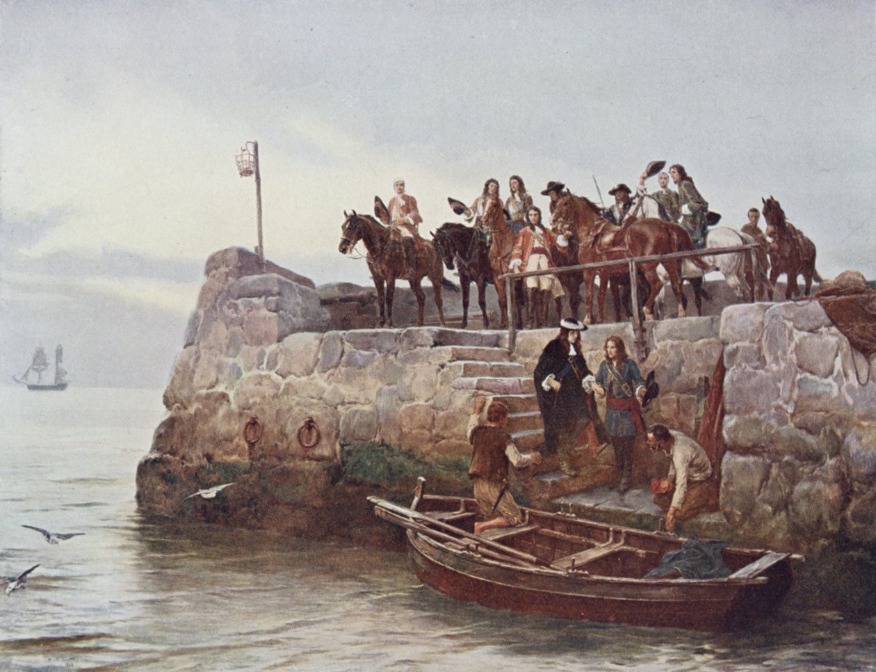 En tapt sak! The Flight of James II (1633-1701) etter slaget ved Boyne i 1690, illustrasjon fra 
