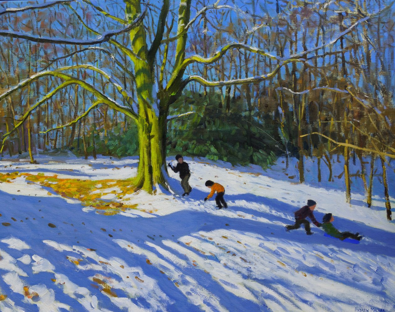 Detalj av Top of Allestree Park, 2014, olje på lerret av Andrew Macara