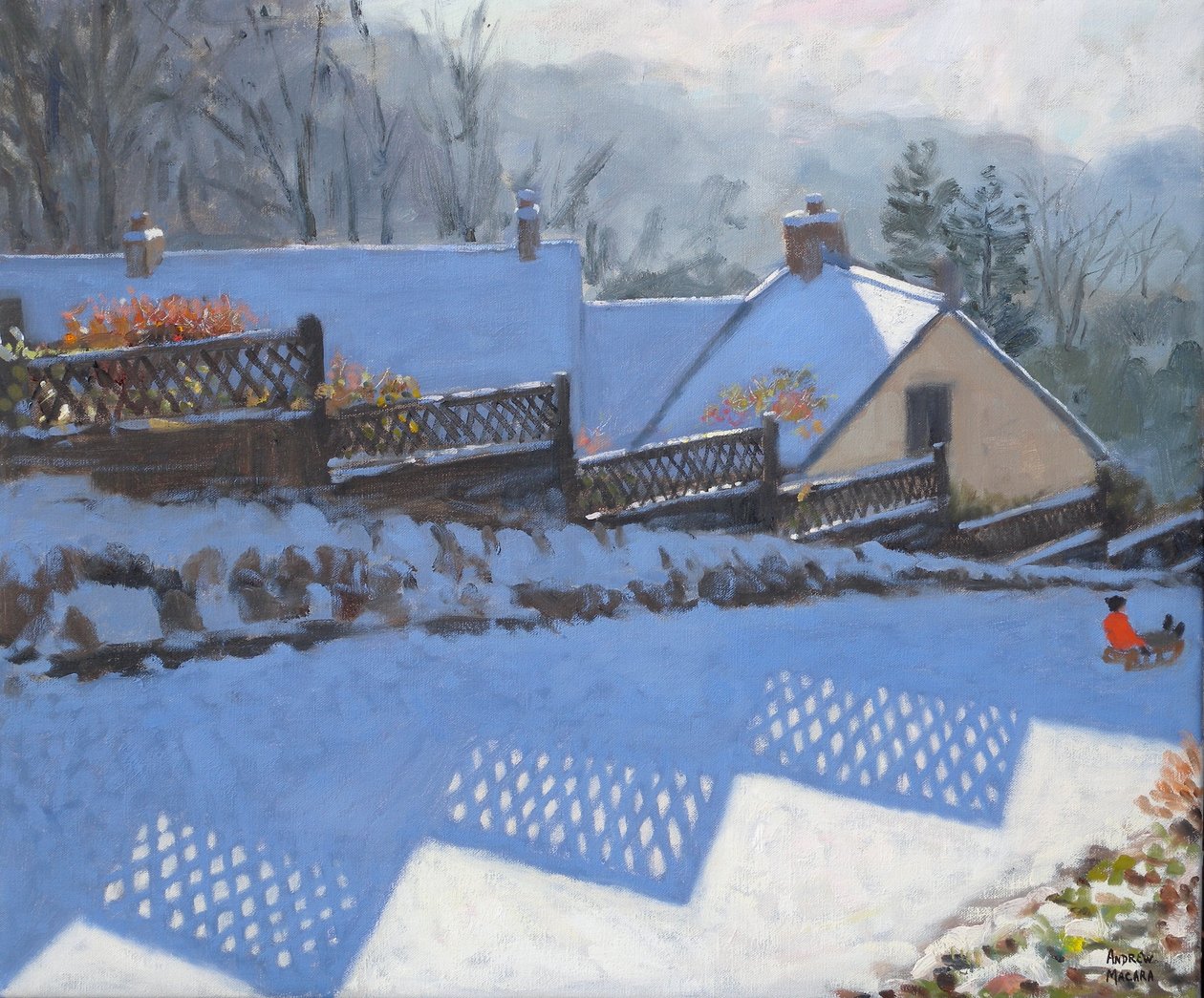Fence Shadows, 2009 (olje på lerret) av Andrew Macara
