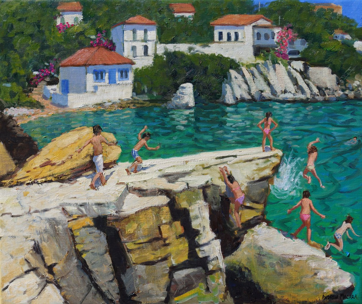 Hoppe i havet, Plater ,Skiathos, 2015, av Andrew Macara