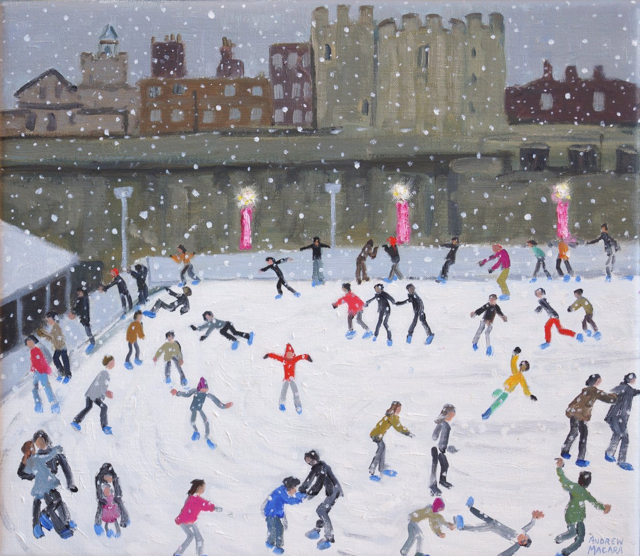 Tower of London Ice Rink, 2015, (olje på lerret) av Andrew Macara