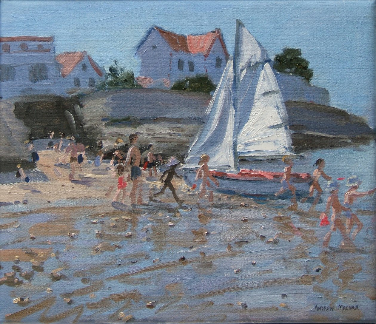 Hvit seilbåt, Palais sur Mer, Frankrike av Andrew Macara