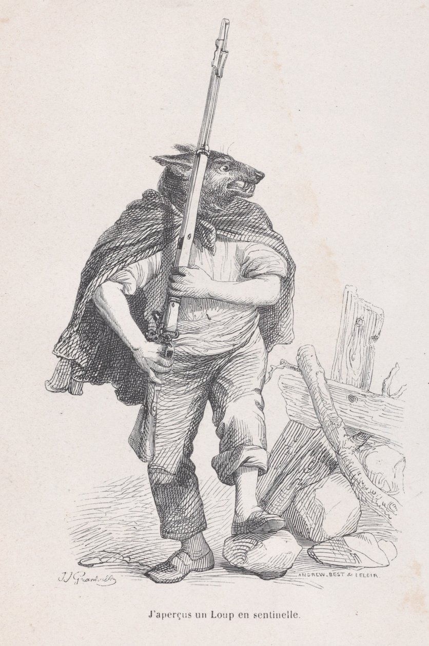 Jeg så en ulv stå vakt fra scener fra dyrenes private og offentlige liv..., ca. 1837-47. av Andrew Best Leloir