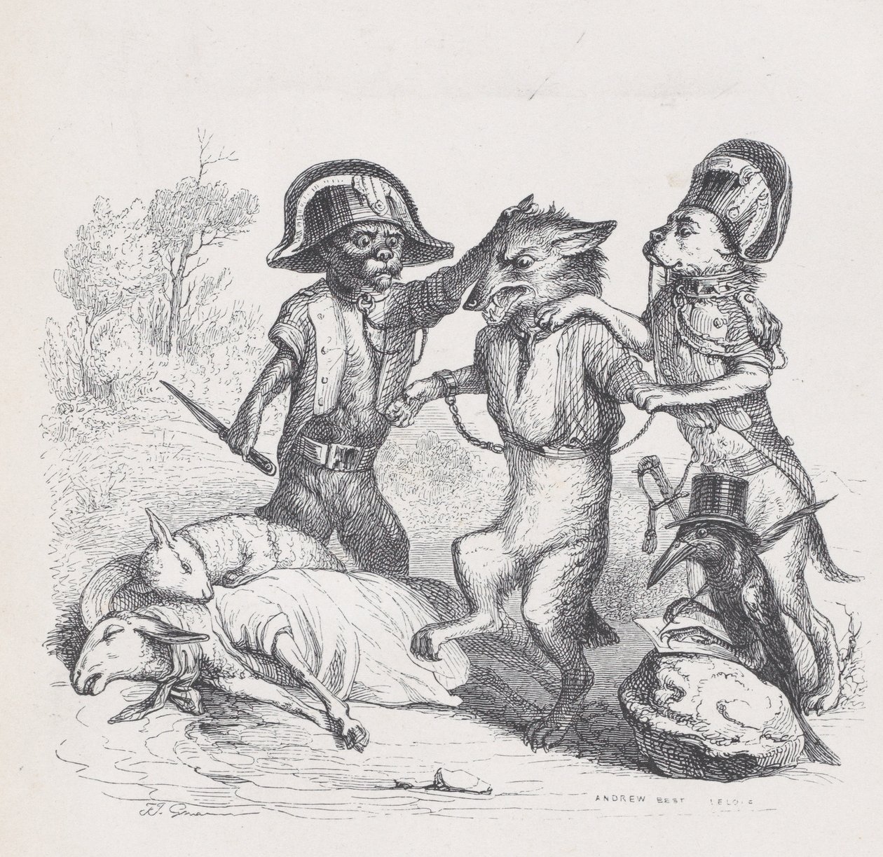 Forfatteren av dette angrepet er en delikat liten ulv fra Scenes from the Private an..., ca. 1837-47. av Andrew Best Leloir