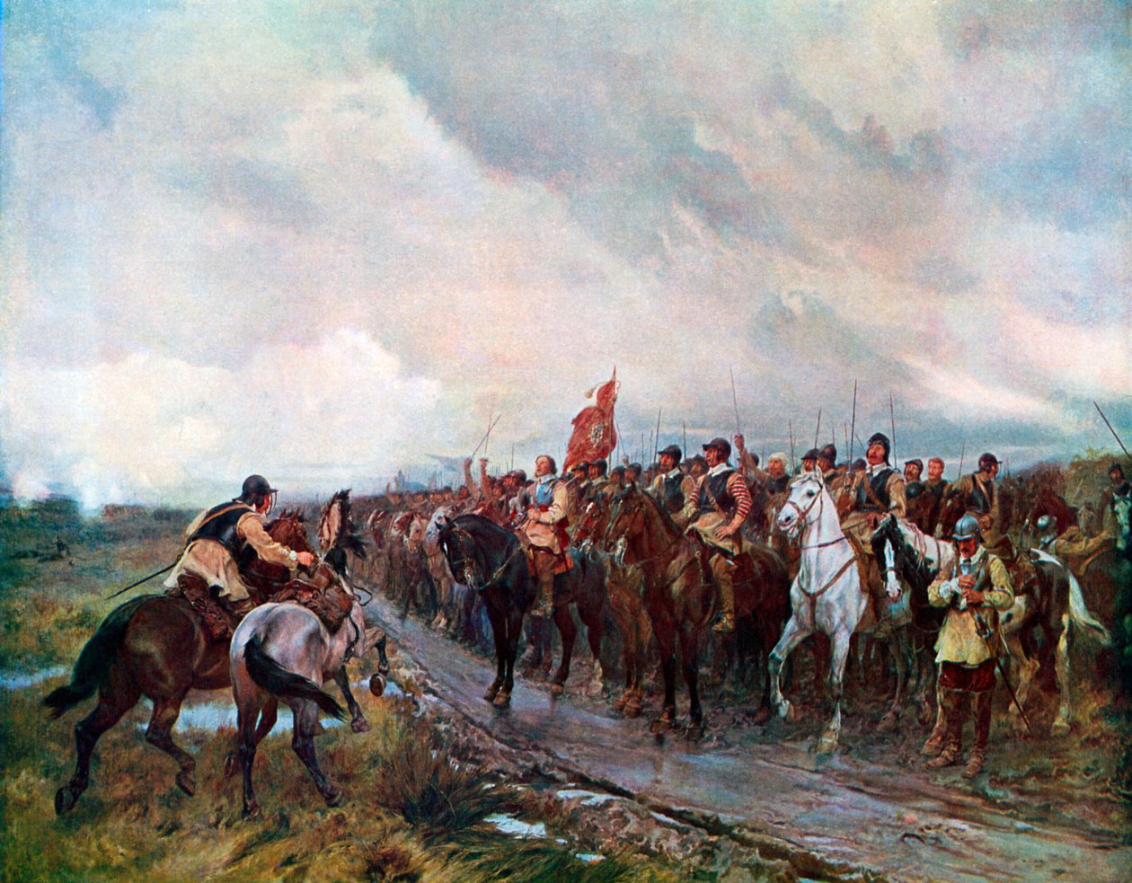 Cromwell ved Dunbar (fargelitografi) av Andrew Carrick (after) Gow