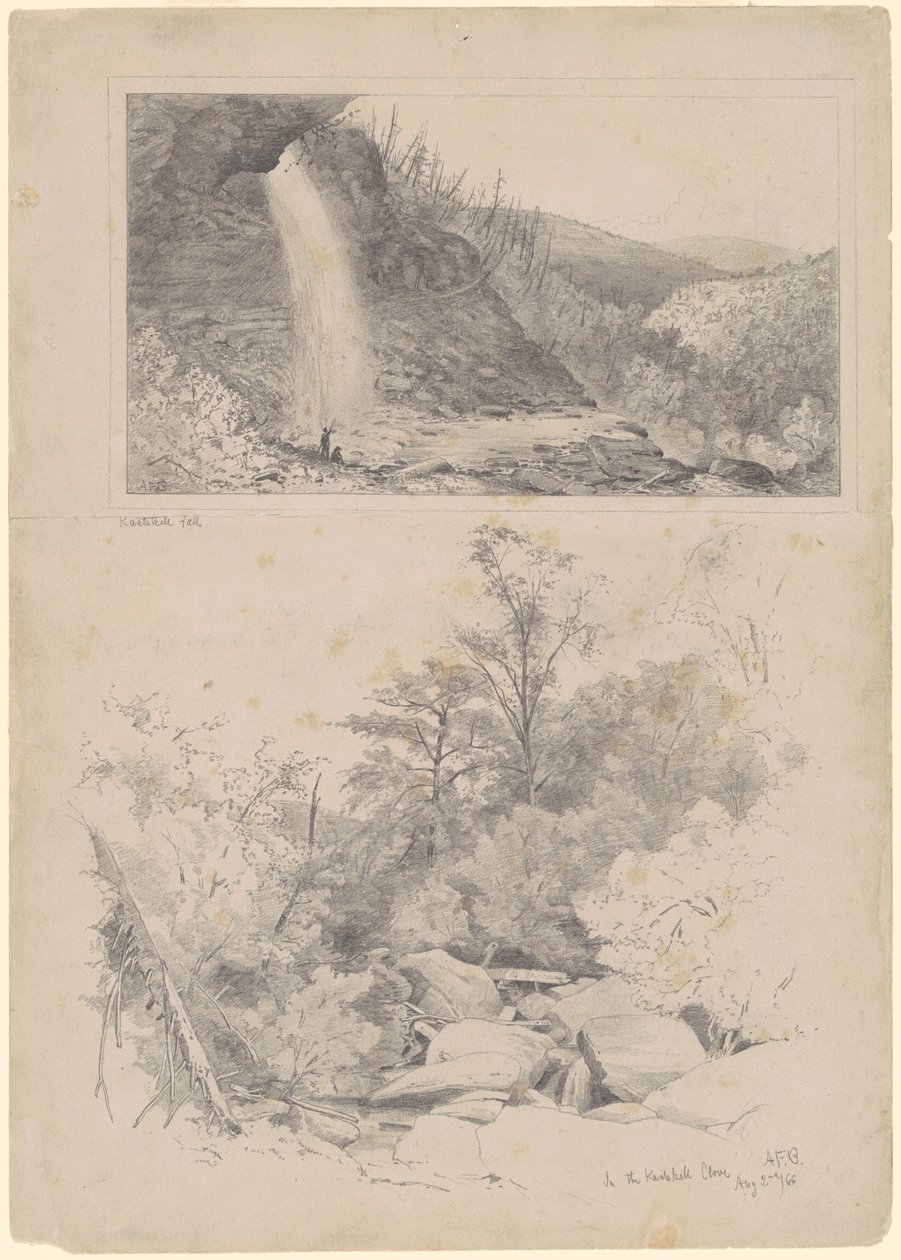 Kaatskill Fall; og In the Kaatskill Clove av Andrew Fisher Bunner