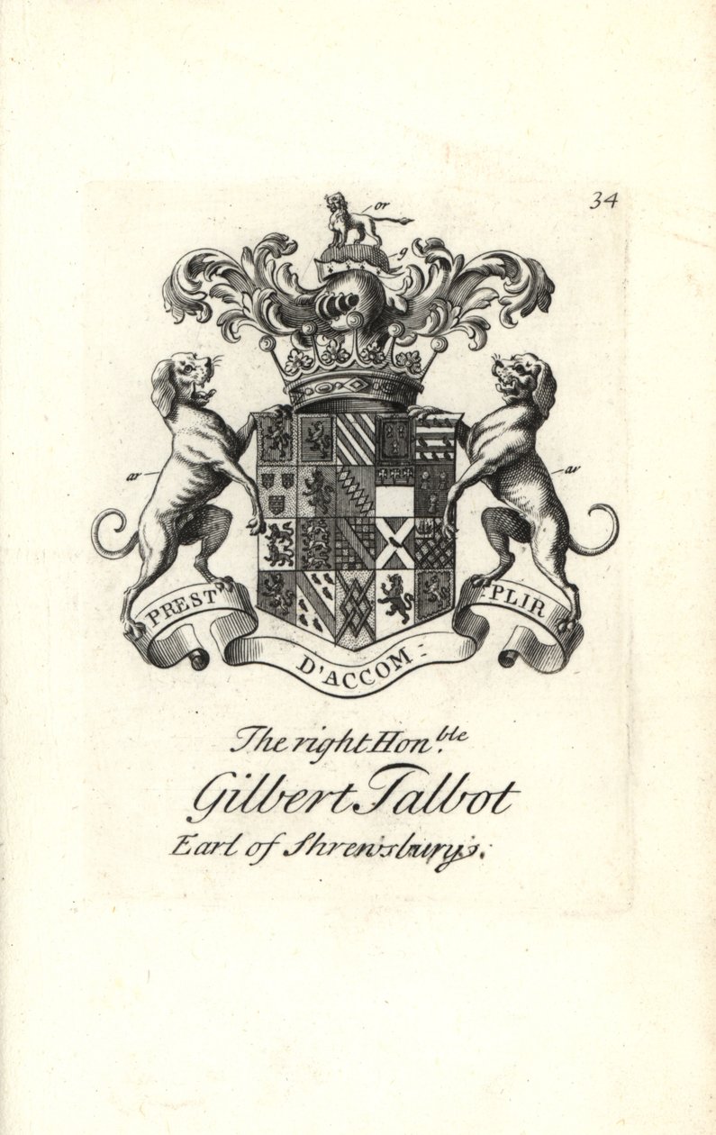 Våpenskjold og våpenskjold til høyre ærede Gilbert Talbot av Andrew Johnston