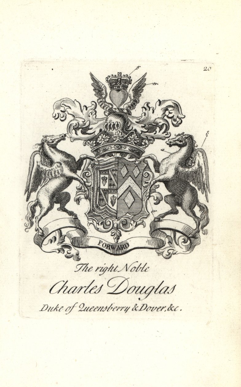 Våpenskjold og våpenskjold av den høyre adelige Charles Douglas, 3. hertug av Queensberry og Dover av Andrew Johnston