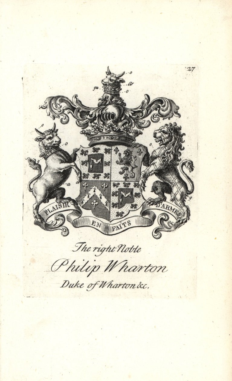 Våpenskjold og emblem av den høyre adelige Philip Wharton av Andrew Johnston