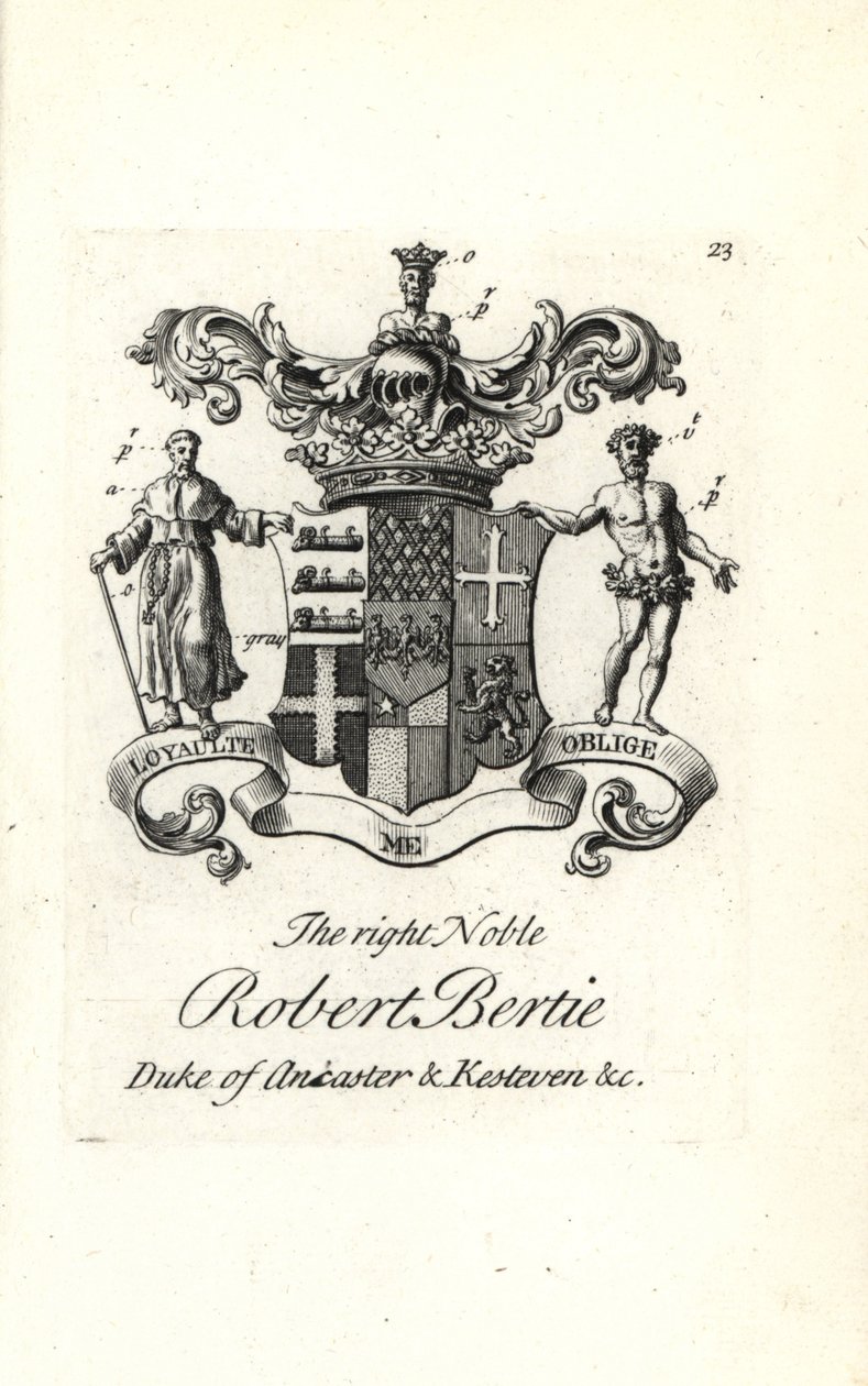 Våpenskjold og emblem av den høyre adelige Robert Bertie av Andrew Johnston